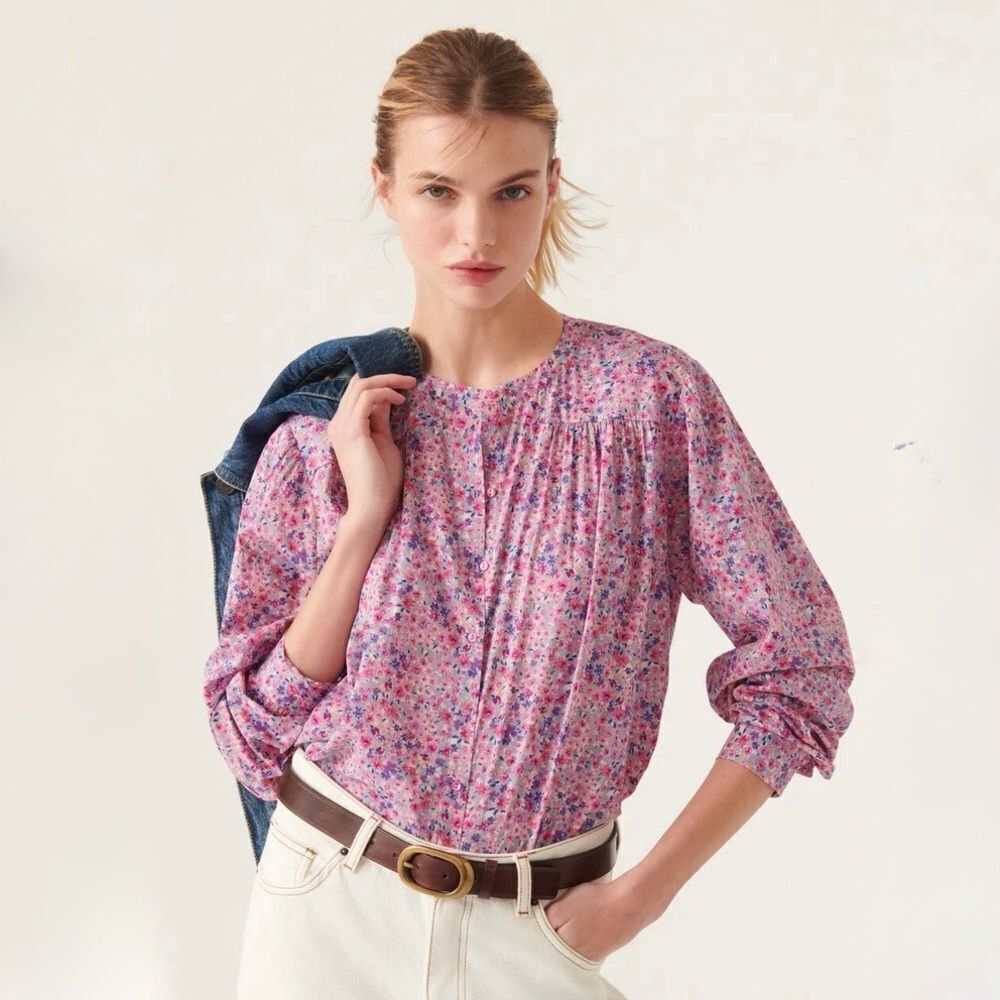 NEW Ba&Sh Chemise Xala Shirt in floral Pink